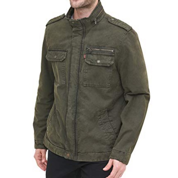 Levi's Men's Washed Cotton Two Pocket Sherpa Lined Military Jacket - Picture 2 of 13